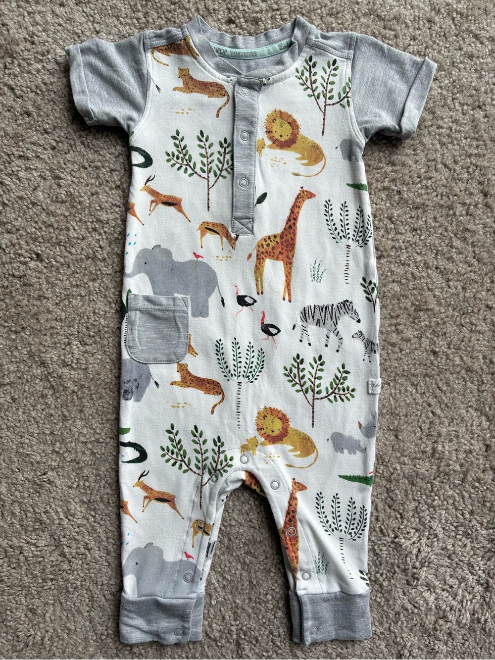 Loulou Lollipop Tencel Safari Forest Print Baby One-Piece Romper - Gray & Multi